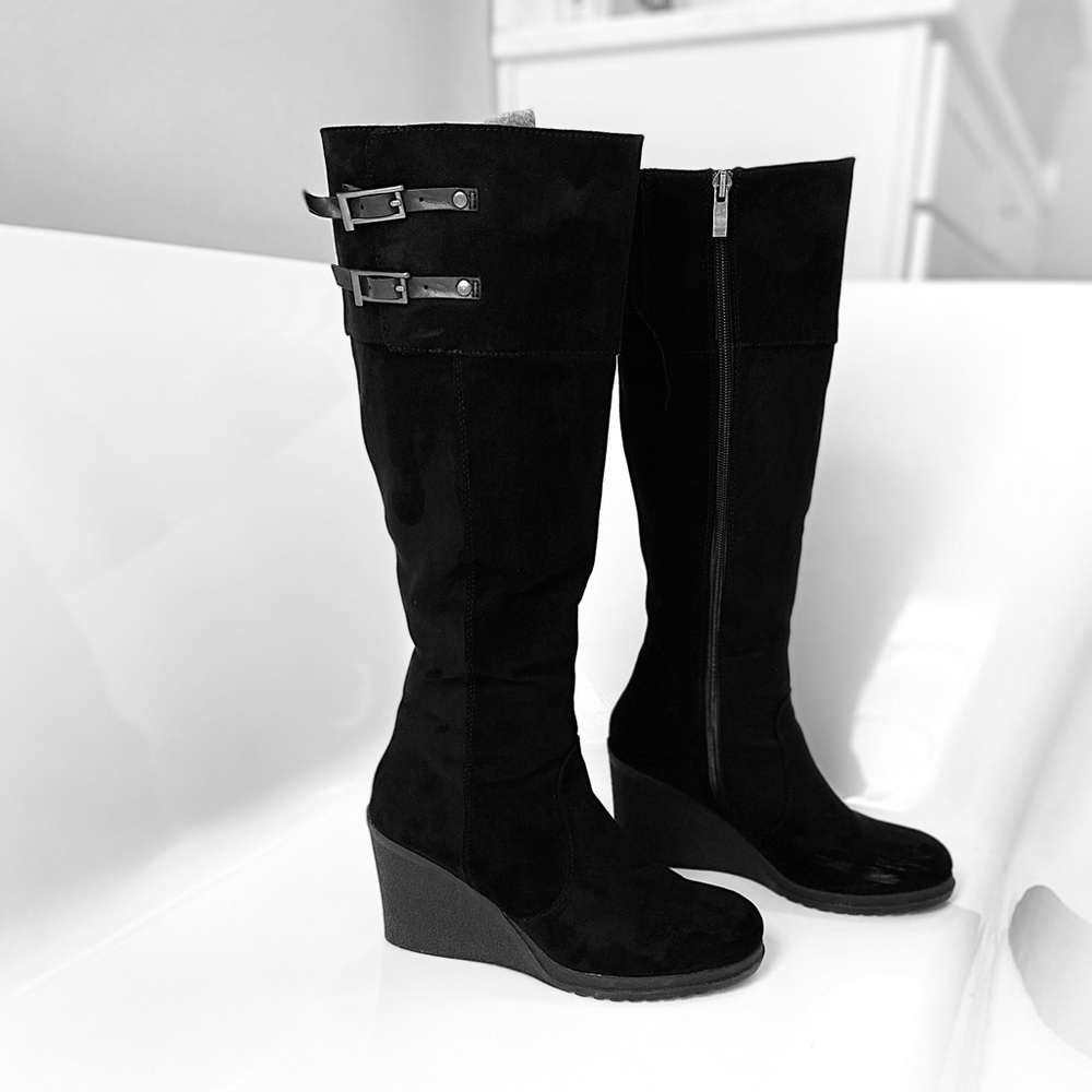 Merona tall black wedge boots